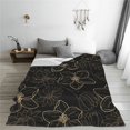 thumbnail image 2 of LNWH Golden Line Floral Texture Pattern Throw Blanket, Flannel Sofa Blankets for All Seasons, 50"x40", 2 of 8