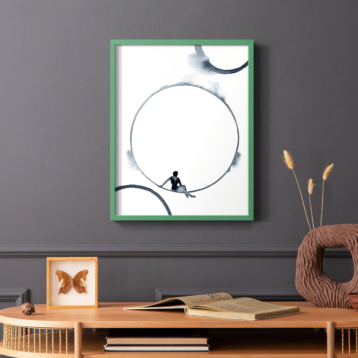 Woman in the Moon II Framed Print - Solid Wood in Single Picture Frame Solid Wood 2 Framed Print