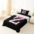 thumbnail image 3 of Erosebridal Pink Rose Letter Z Bow Twin Sheet Sets for Girls, Pink Bow Letter Bedding for Women, 3pcs, 3 of 6
