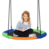 Topbuy 40" Flying Saucer Tree Swing Set Outdoor Round Swing w/Adjustable Hanging Ropes for Children Tree Park Backyard