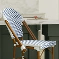 thumbnail image 3 of Emma + Oliver Set of Two Indoor/Outdoor 26" High Stacking Bistro Counter Stool with White and Navy Patterned Seat and Back and Bamboo Metal Frame, 3 of 12