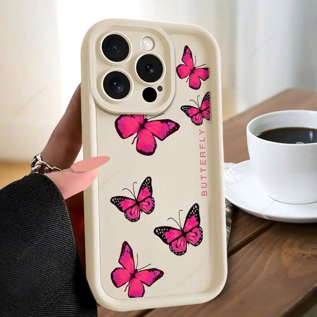 wangyu Butterfly Case For iPhone 15 11Pro Max Silicone Funda for iPhone 14 12 13 Pro Max XS Max XR 7 8 Plus X Protection Coque Cases