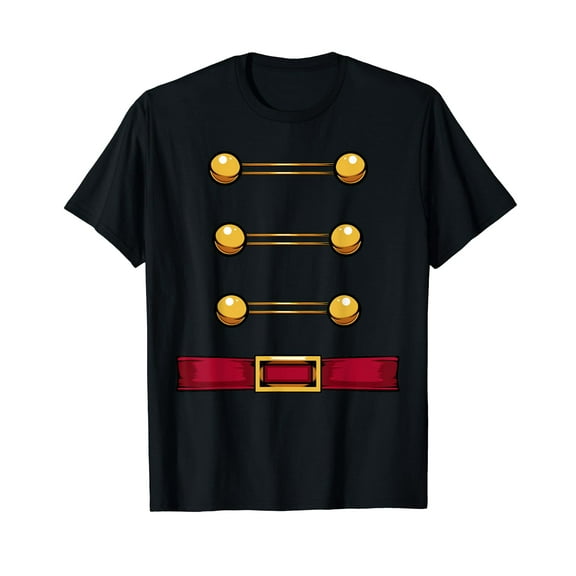 Toy Soldier Nutcracker Uniform Costume Christmas Advent Nut Black T-Shirt