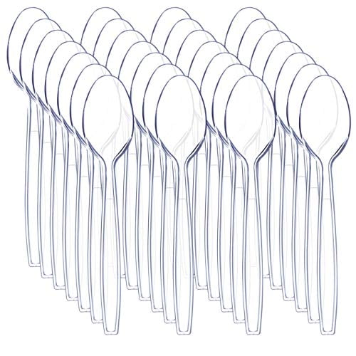 Heavy Duty Clear Plastic Spoons Forks  Disposable Cutlery Party,BBQ Knives 