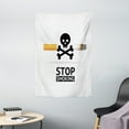 thumbnail image 1 of Skull Smoking Tapestry, Danger Symbol About Health Issues and Cigarette on Background, Wall Hanging for Bedroom Living Room Dorm Decor, 40W X 60L Inches, Off White Charcoal Grey, by Ambesonne, 1 of 2