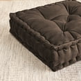 thumbnail image 2 of 20"x20" Oversized Square Tufted Floor Pillow in Faux Velvet Fabric - Single, Brown, 2 of 6