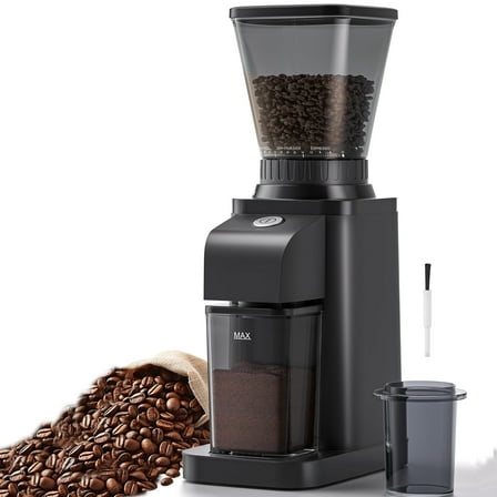 Sunmaki Electric Operation Burr Coffee Grinder Anti-Static Espresso Grinder with 48 Precise Settings, One-Touch Operation, Black