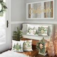 thumbnail image 3 of Christmas Throw Pillow Covers 18 x 18 Inch Xmas Trees Balls Snowy Houses Snowflakes Brown Winter Holiday Decorative Pillow Cases for Couch Sofa Bed Home Decor Set of 4, 3 of 6