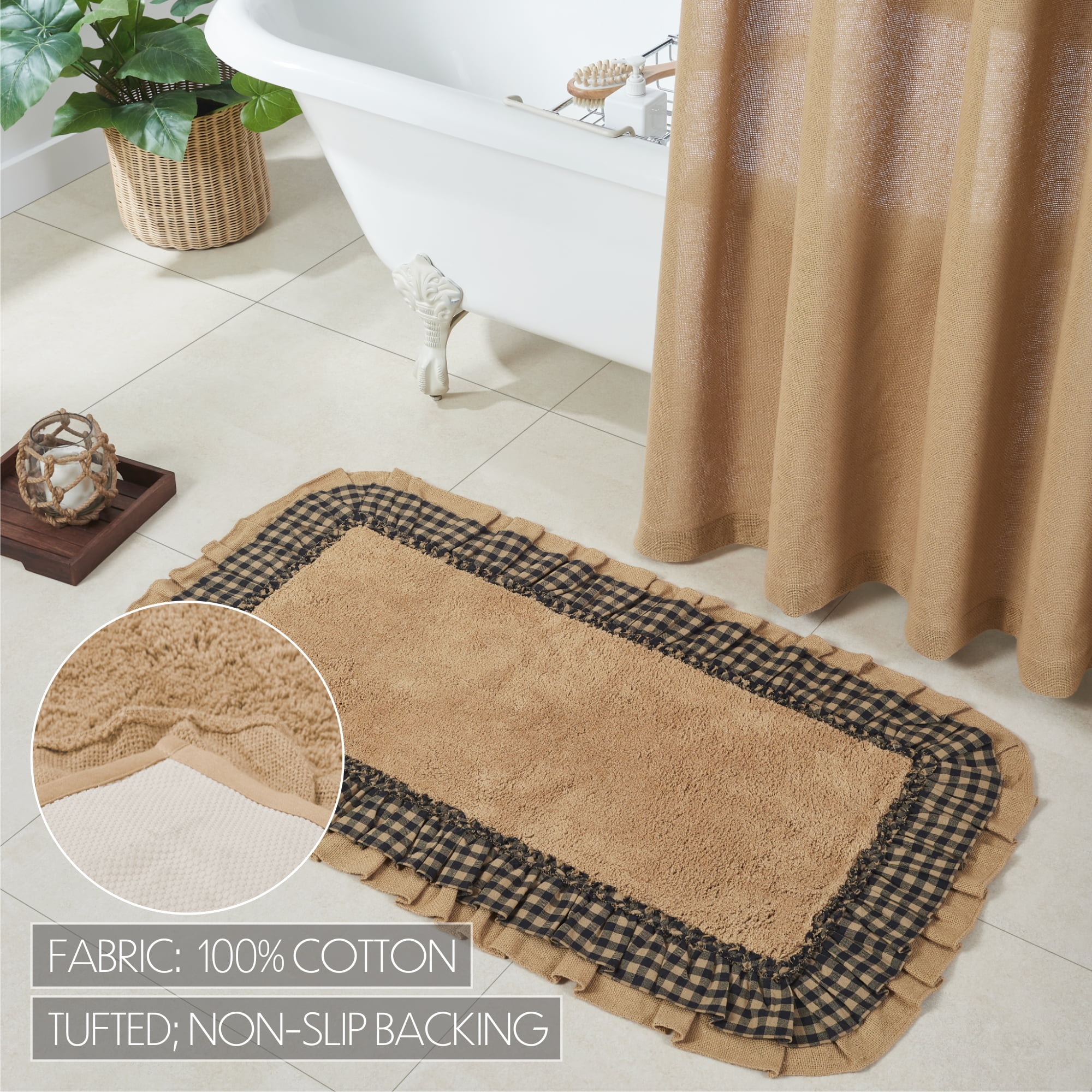 VHC Brands Burlap Check Bath Mat - Thumbnail 3