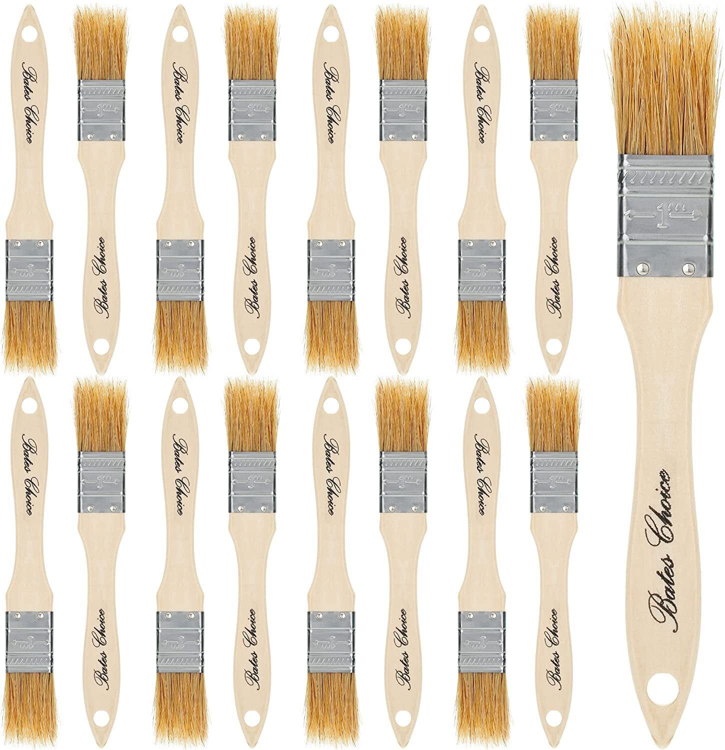 Bates Chip Paint Brushes, 1Inch, 16 Pack, Natural Bristle Painting