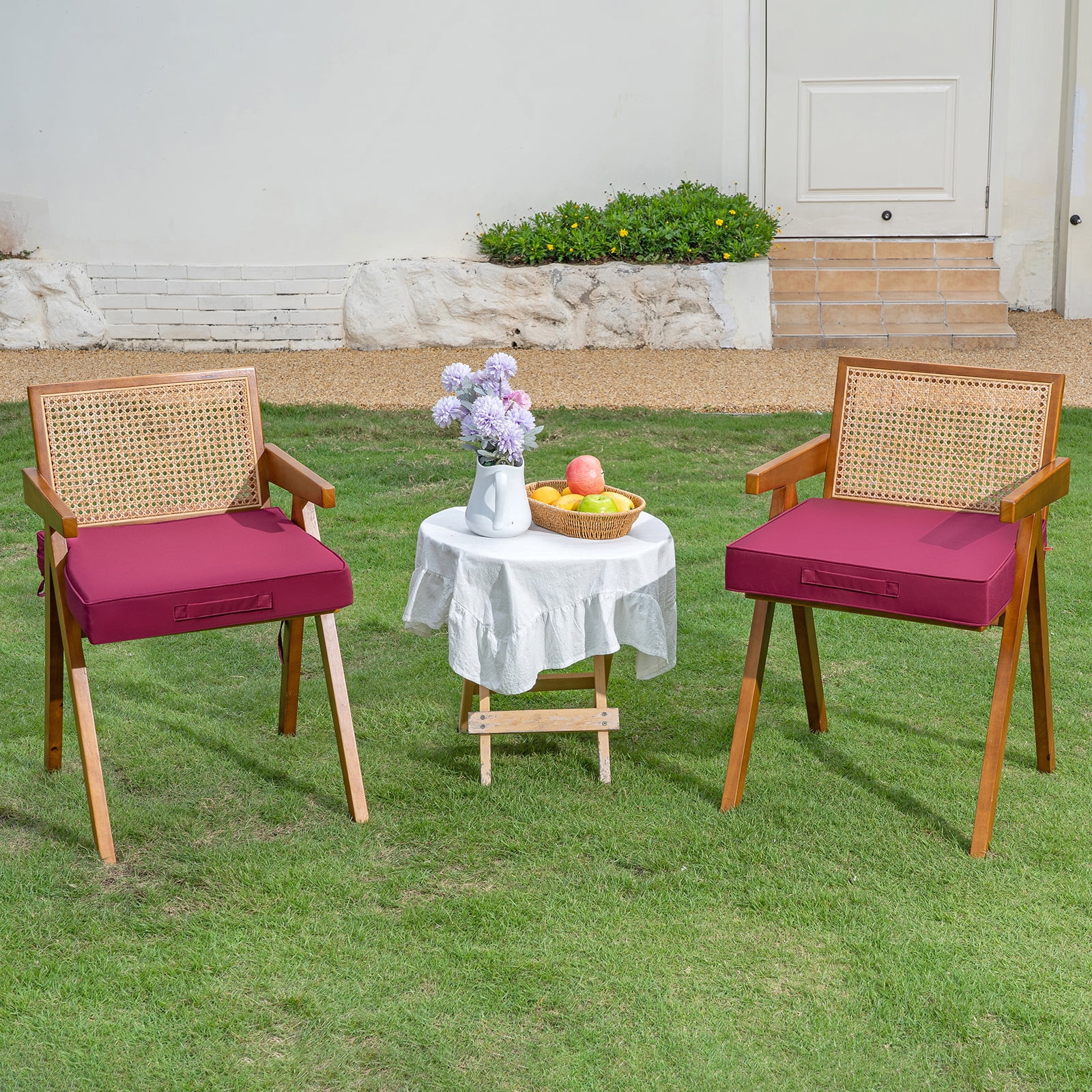 YEERSWAG 2pc Outdoor Cushions Square Corner Chair Cushions,Filling High