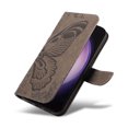 thumbnail image 6 of Compatible With Samsung Galaxy S25 Ultra Wallet Phone Case,Embossed Butterfly Designing,With Wrist Strap,Card Slots,Kickstand,PU Leather Flip Shockproof Anti-fall Phone Case Cover,Grey, 6 of 9