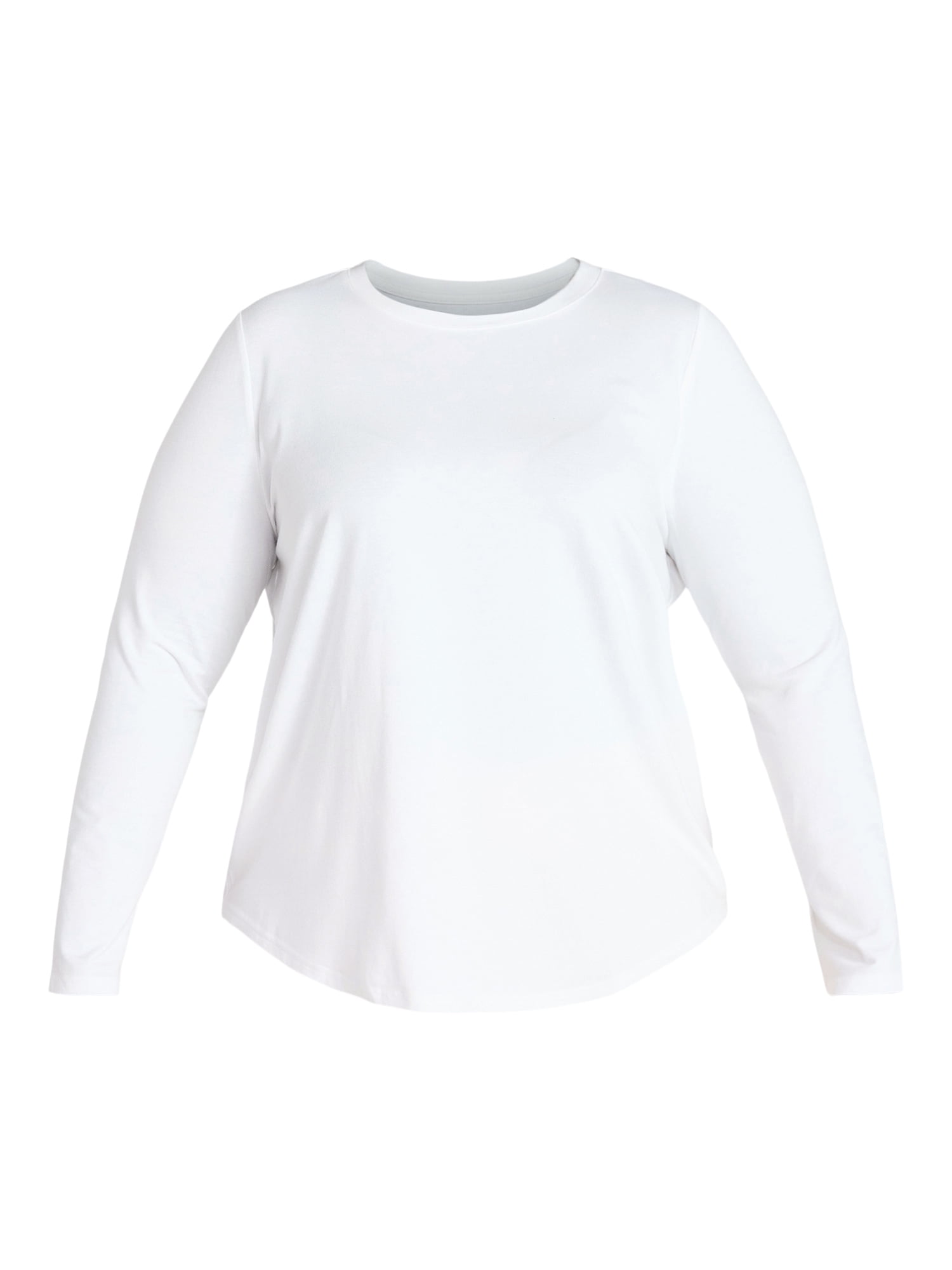 Terra & Sky Women's Plus Size Crewneck Tee with Long Sleeves, Sizes 0X-5X