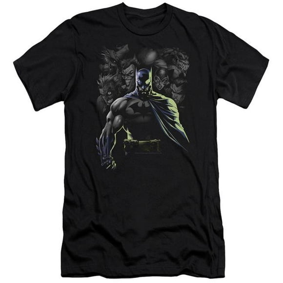 Batman & Villains Unleashed Adult Cotton Premium Canvas Brand Slim Fit 30-1 T-Shirt, Black - Extra Large