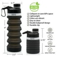 thumbnail image 4 of ONTA Collapsible Water Bottle - BPA Free Silicone Foldable Water Bottle for Travel Gym Camping Hiking, Portable Leak Proof Sports Water Bottle with Carabiner(Black), 4 of 8