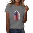 thumbnail image 1 of Blusas para las Mujeres Casual, Estampado Manga Corta Cuello Redondo Camiseta Top Hecho de Cómodo Estante de Imitación para Toda la Temporada de Uso Diario, Tops Cortos para las Mujeres, 1 of 4
