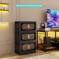 thumbnail image 3 of Black, 20" Side Wide Folding Storage Cabinet ,3 Tiers,19.69"×11.81"×31.10",Collapsible Storage Bins with Magnetic Door, Plastic Storage Cabinet with Wheels, 3 of 18
