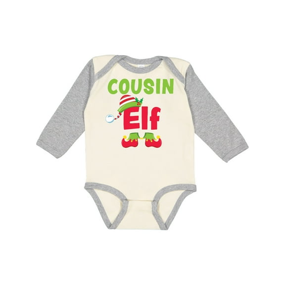 Inktastic Christmas Cousin Elf Boys or Girls Long Sleeve Baby Bodysuit