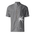 thumbnail image 2 of Camisas De Franela Para Hombre Camisa de vacaciones en la playa Camisa de cuello con botones en los puños para hombre (Grey, M), 2 of 4