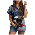 thumbnail image 2 of mgoYE Women Grey Button Shirt XL 250th Anniversary USA Shirt Patriotic Button Shirts for Women 4th of July T Shirts American Flag Graphic Tees Tops Short Sleeve Fourth of July Outfits, 2 of 2