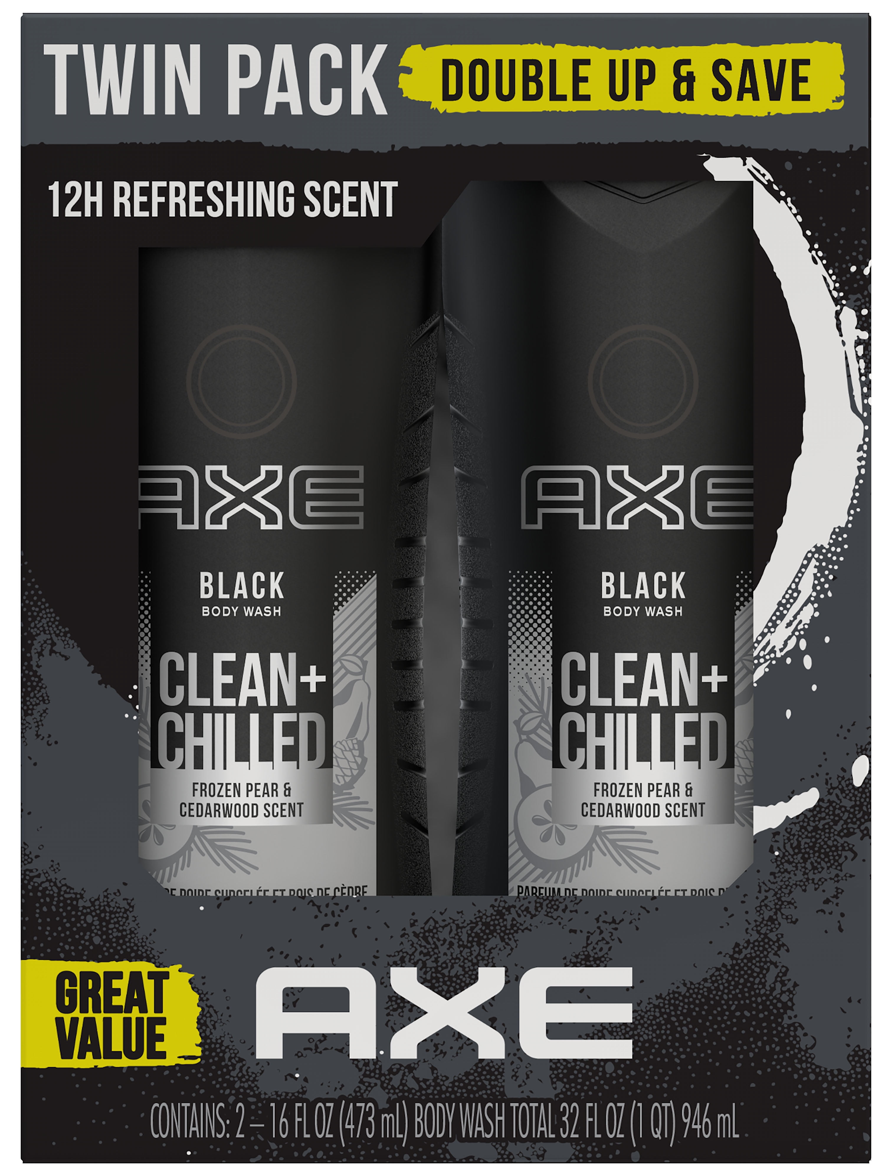 AXE Body Wash Black, 16 oz, Twin Pack