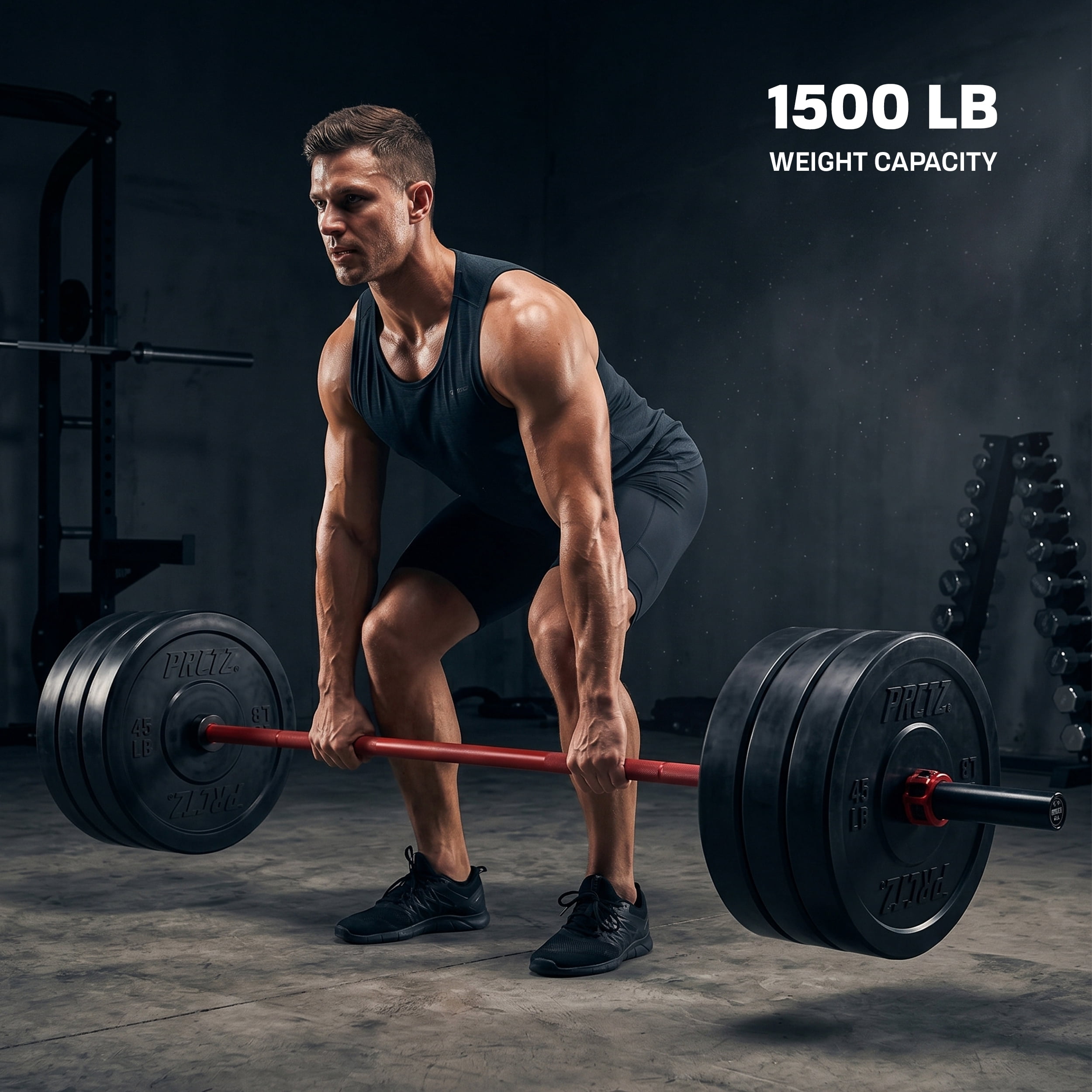 PRCTZ 7ft All Purpose Olympic Barbell, Weightlifting and Powerlifting 45lb, Olympic Bar, 1500 lbs Capacity, Fits 2” Standard Weights