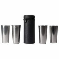 Maxam Stainless Steel 4pc Double-Shot Sized Shot Glass Set w Carry Case by B & F System Inc