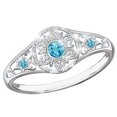 thumbnail image 1 of Fashion Blue Gemstone Zircon Sun Flower Pattern Ring Jewelry, 1 of 5