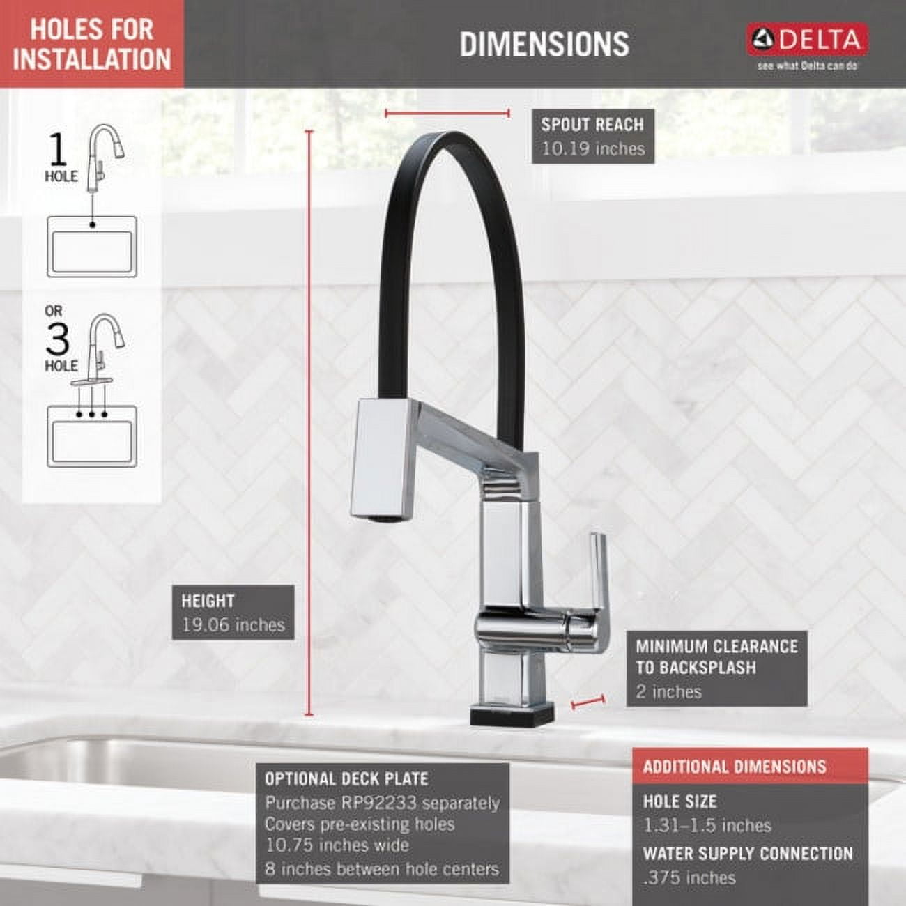 Delta 9693T-Dst Pivotal Pull-Down Kitchen Faucet - Black