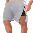 thumbnail image 1 of Elastic Waist Loose Short Pants with Side Buttons  Perfect for Men‘s Summer, 1 of 3