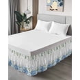 thumbnail image 4 of Blue Flower Wrap Around Bed Skirts for King Bed 16" Drop,Bed Skirt with Adjustable Elastic Belt Dust Ruffle Bed Valance for Bedroom Hotel Grey Plaid Hydrangeas Eucalyptus Leaves Bed Frame Cover, 4 of 7