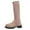 Khaki, variant on Lovzfmll Knee High Boots Women, Stretch Mid Calf Round Toe Chunky Heel, Chunky Low Heel Round Toe Boots Casual Fall Black Boots