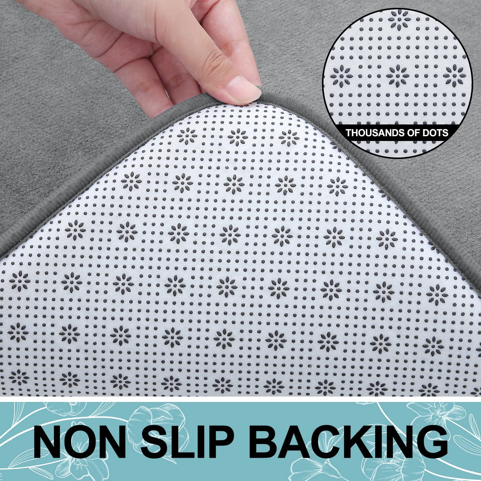 Buganda Memory Foam Bathroom Rugs, Absorbent Non-Slip Bath Mat for Bathroom, Soft Washable Bath Rug, 16"×24", Dark Grey