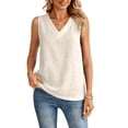 thumbnail image 6 of Womens Dressy Business Tank Tops V Neck Casual Cami Sleeveless Camisole Blouses Summer Basic Tank Shirt Beige L, 6 of 6