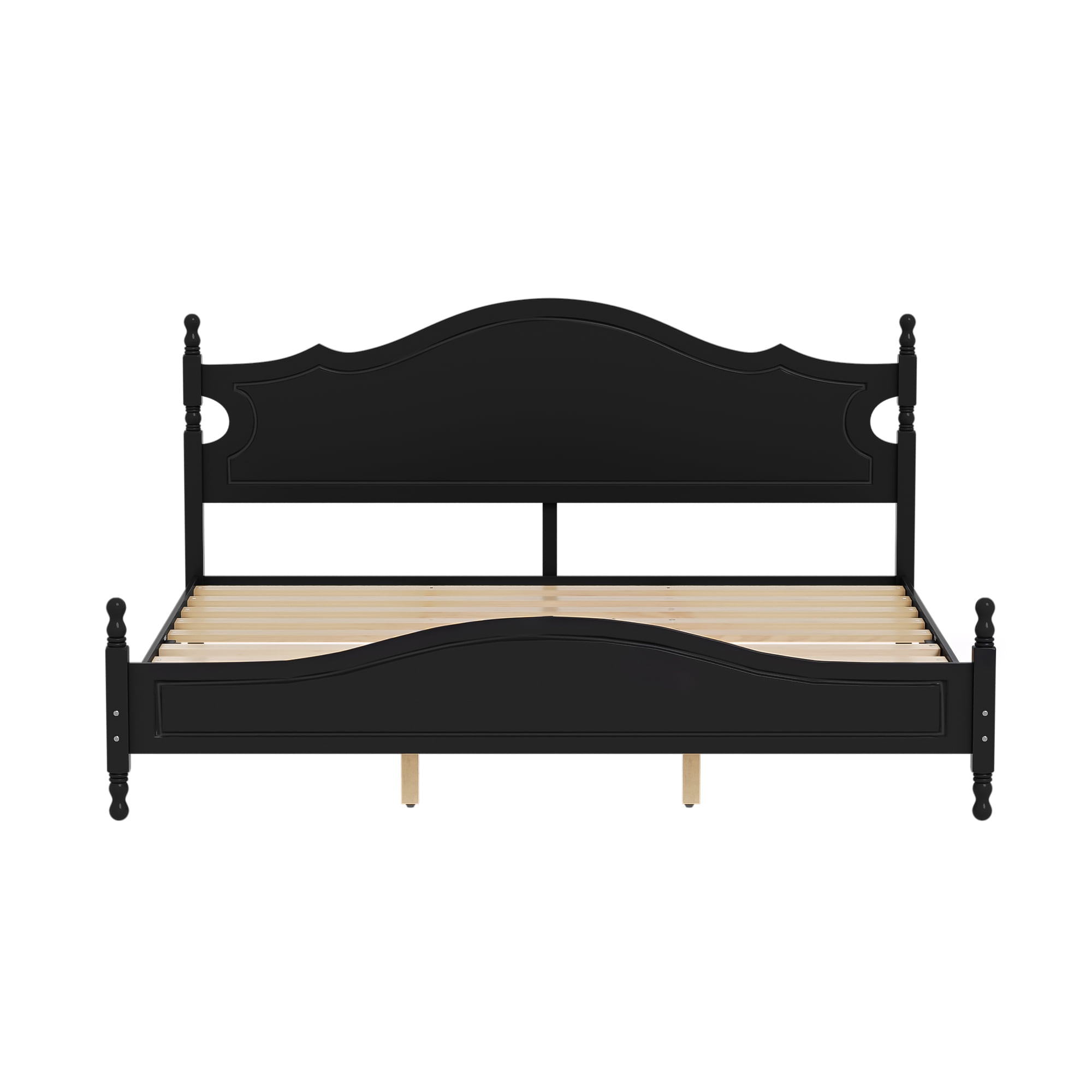 Euroco Wood King Size Platform Bed, Black