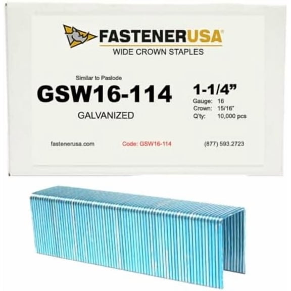 1-1/4" Leg x 15/16" Crown 16GA GALV GSW-16 Staples 10,000ct$$Hardware
