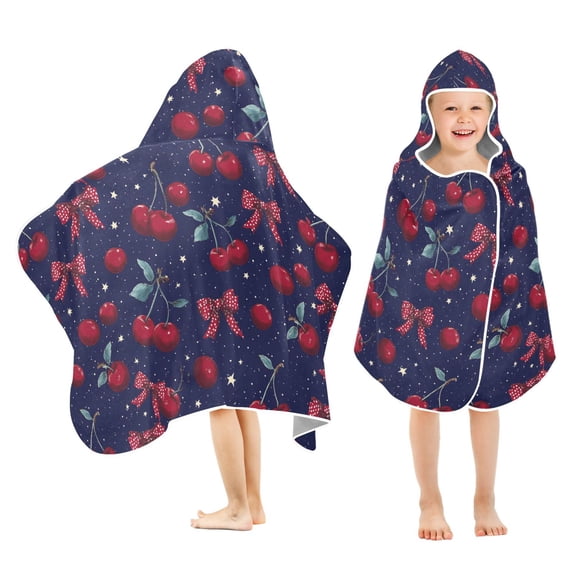joogoo Polka Dots Bows Cherry Kids Hooded Beach Towel Baby Bath Towel 23.5"x50"