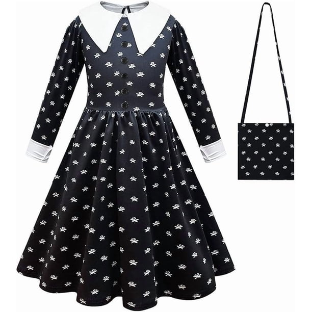 Disfraz de Miércoles Addams para niños | Vestido de la familia Miércoles Adams | Artículos de Miércoles Merchandise, regalos para cosplay, artículos para fiestas