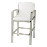Juneau Metal Bar Stool with White Upholstered Seat and Nickel Frame Finish, 2-Pack, 30-Inch by Fashion Bed Group