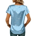 thumbnail image 6 of BOMYJESK Womens Shirts Round Neck Short Sleeve Stain Workout Tops Dressy Casual Fashion polka dot Blouse Summer Loose Tunic Top Sky Blue XXL, 6 of 6