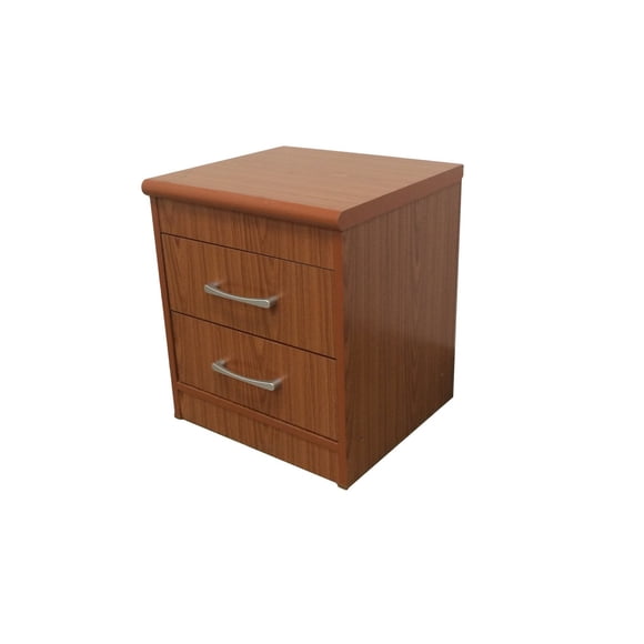 Hodedah Table de Nuit Contemporaine en Bois à Deux Tiroirs, Fini Cerisier