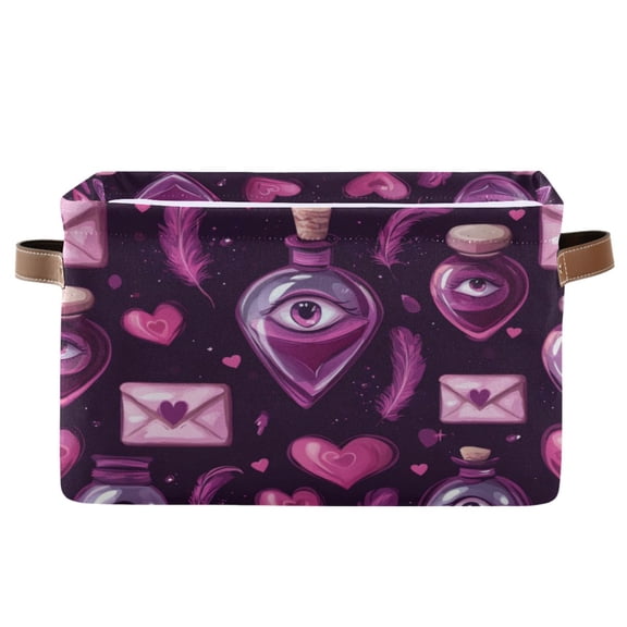 Love Potion Bottles Foldable Storage Basket,Canvas Fabric Foldable Storage Bins with Handles Open Home Storage Bins Boxes for Toy Book Shelf Closet Baskets