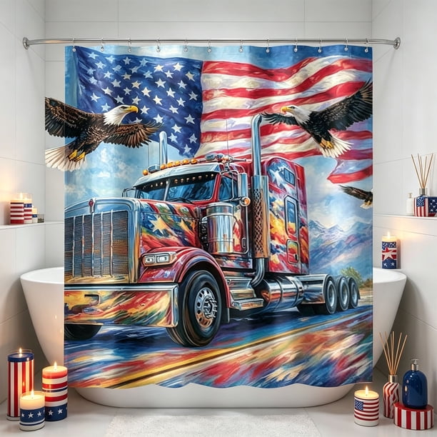 Independence Day Holiday Party Celebration Shower Curtain Bathroom Partition Decoration Hanging Curtain