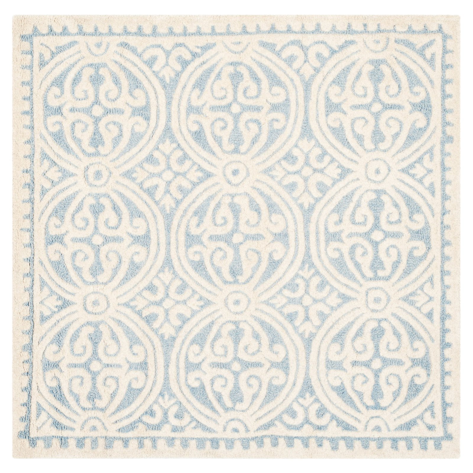 SAFAVIEH Cambridge Leslie Geometric Wool Area Rug, Lavender/Ivory, 8' x 8' Round
