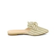thumbnail image 3 of BLISSFUL STEP Women's Pointed Toe Stripe Bow Slide Flats Mules Beige 6, 3 of 7