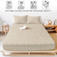 thumbnail image 5 of Twin XL Size Fitted Sheet Set - Cream 2 Piece Bedding Sets 16" Deep Pocket Fitted Sheet with 1 Pillowcases, Farmhouse Burlap Solid Beige Color Modern Linen Texture Brushed Microfiber Bed Sheets, 5 of 9