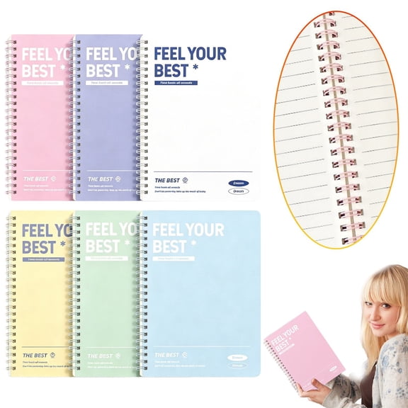 PPKVUFD Spiral Notebook, 6 Pcs A5 Craft Softcover 8mm Ruled 6 Color 60 Sheets -120 Pages Journals for Study and Notes