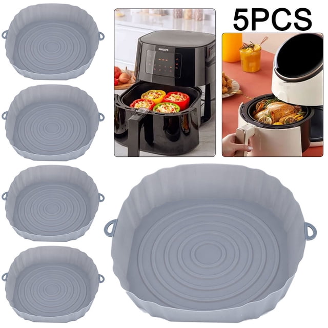 Freidoras Aire Antiadherentes Bandeja Silicona para Hornear Utensilios Reutilizables en Casa (gris) 5 Uds.