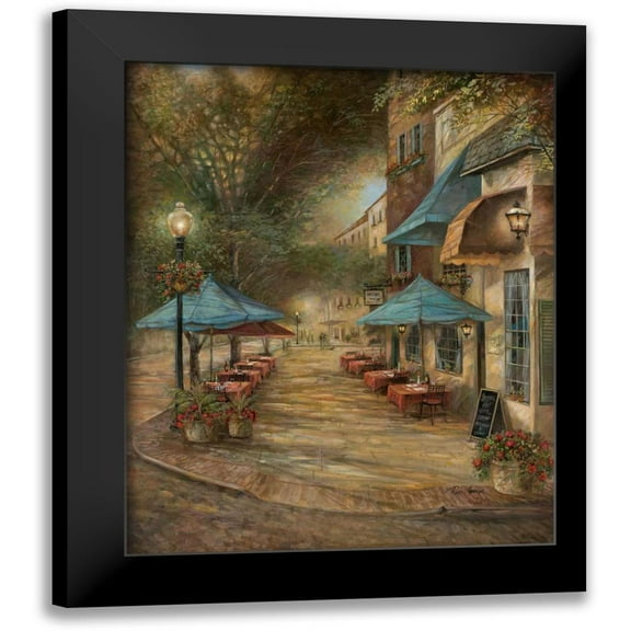 Manning, Ruane 12x14 Black Modern Framed Museum Art Print Titled - Dappled Sidewalks