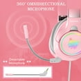 thumbnail image 4 of Pink Gaming Headset, 3D Stereo Surround Sound RGB Folding Over-ear Gaming Headphones with Detachable 360° Noise Cancelling Mic for PC Laptop PS4 Xbox One Nintendo Switch, 4 of 8